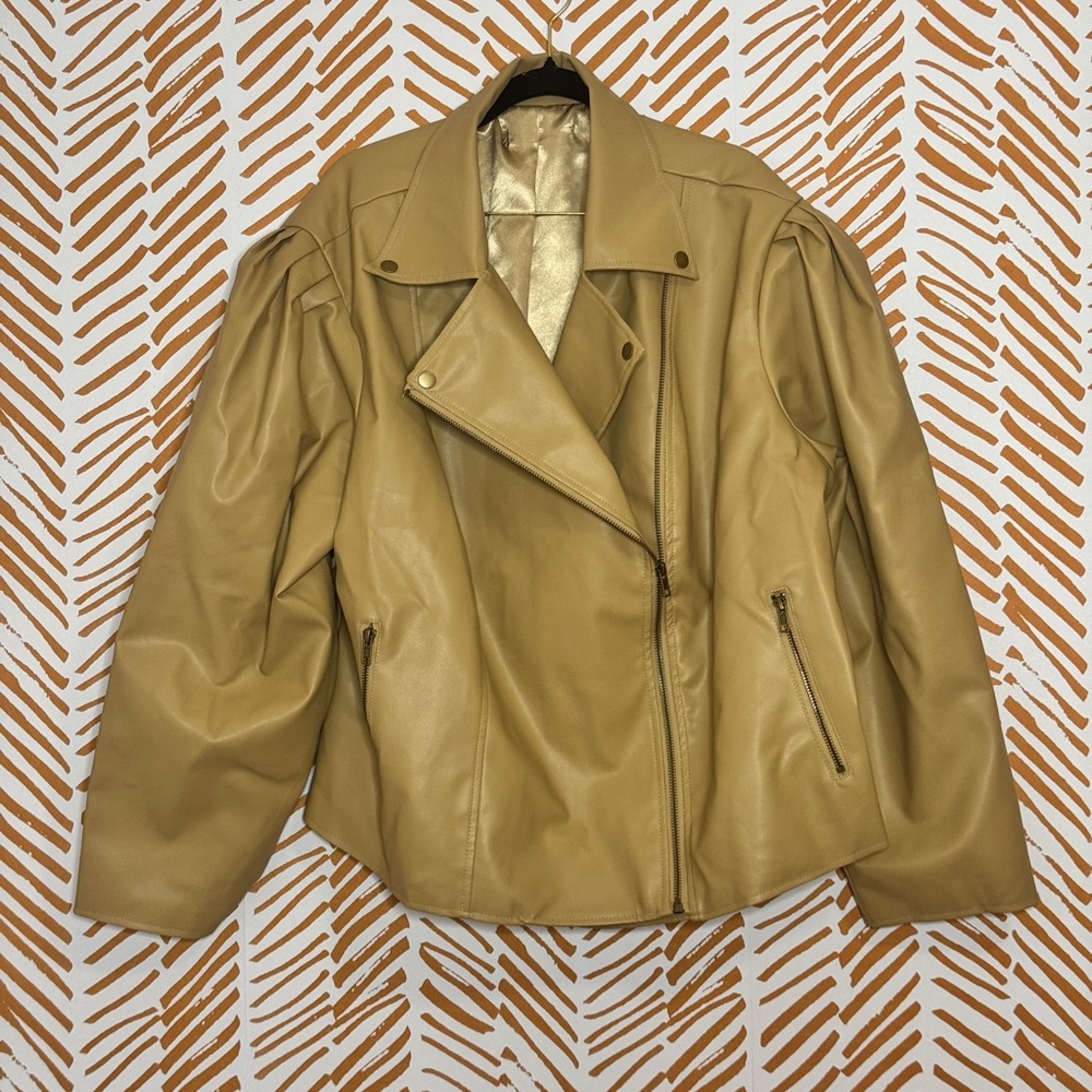 Ashley Stewart Camel Leather Jacket